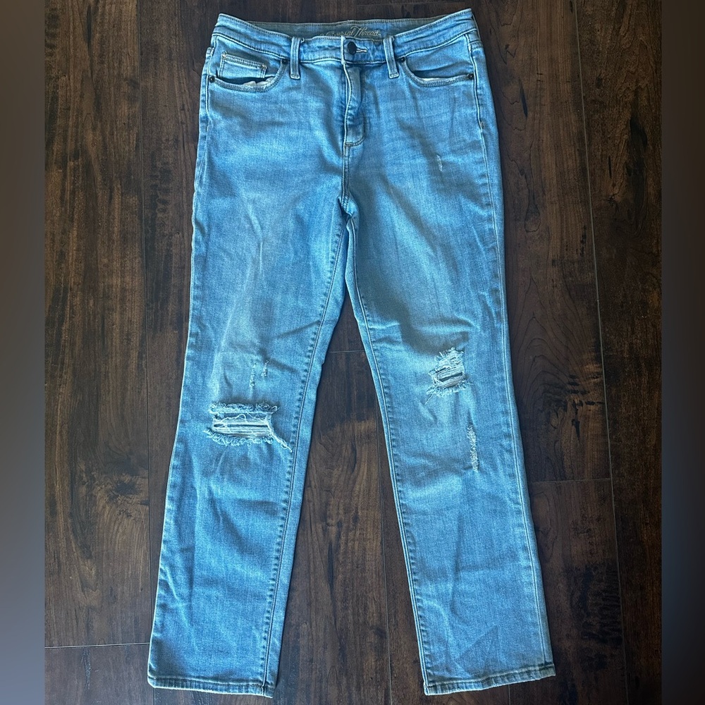 Universal Thread Distressed High Rise Straight Crop Denim Jeans